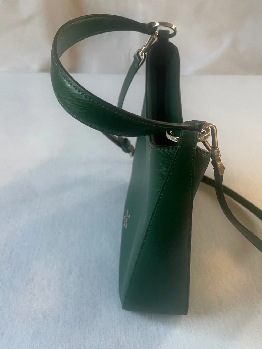 kate spade Green Saffiano Leather Shoulder Bag with Gold Hardware
